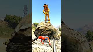 GTA V FREDDY FAZBEAR SAVING SPIDERMAN FROM THOMAS THE TRAIN shorts [upl. by Idona]