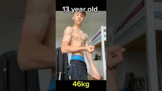 My body transformation 1314 year old gym motivation bodytransformation bulk workout shorts [upl. by Noedig]