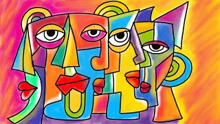 Cubism Picasso inspired Abstract portrait  Cubism art lesson for kids  How to draw Cubism faces [upl. by Noired]