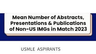 Mean number of research publications for Non Us IMG Match 2023 [upl. by Schweitzer]