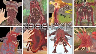 ZOOCHOSIS  All Animals Jumpscares  All Bosses Full Bright Mode [upl. by Ratcliff]