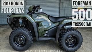 2017 Honda Foreman 500 4x4 ATV TRX500FM1H WalkAround Video  Olive  HondaProKevincom [upl. by Zelma]