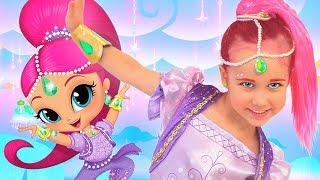 Julia turn into genie from Shimmer amp Shine cartoon Dress up and Kids Makeup [upl. by Orrin]