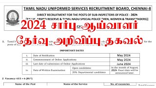 2024 Sub inspector exam notification update  TNUSRB  Police Exam  RaFutures [upl. by Einaj]