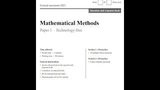 Maths Methods QCAA external exam 2023 tech free Q18 [upl. by Yellah]