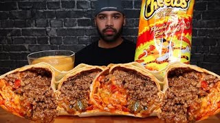 ASMR EATING HOT CHEETOS CHEESE BURRITOS MUKBANG [upl. by Lounge31]