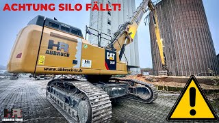 ACHTUNG SILO FÄLLT Abriss Hafengelände Mölln  CAT 352F Longfront Großbagger  HR Abbruch 2024 [upl. by Auohp]