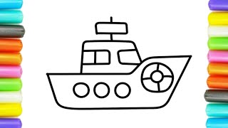 Coloring and Painting a Yacht ⛵😍⛵ Easy Boat Drawing Tutorials For Kids and Toddlers [upl. by Llenet]