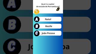 Quiz de Capitais do Brasil quiz brasil shorts geografia [upl. by Aynat]