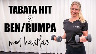 22 MINUTER TABATA och BENRUMPA  högintensiv träning med extra fokus på ben och rumpa med hantel [upl. by Torrell500]