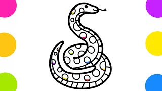 Como desenhar uma cobra fácil 🐍 Desenhos infantis para pintar [upl. by Yecnay725]