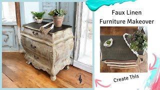 Creating the Faux Linen Finish  Grasscloth Paint Technique Faux Finish Painted Dresser Makeover [upl. by Fraase]