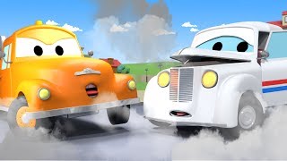 Tom The Tow Truck and Peter The Post Car in Car City  Car amp Truck construction cartoon for children [upl. by Ibby]