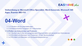 Easy4Meplus  04worddocx  Microsoft Office Specialist  Microsoft Apps [upl. by Haidadej170]