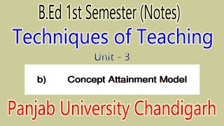 Notes Concept Attainment Model bed 1st semester technique of teaching panjab University Chandigarh [upl. by Roselia]