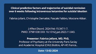 54Clinical predictive factors and trajectories of suicidal remission over 6 weeks following intrave [upl. by Aryas481]