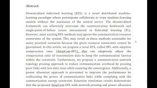 Adaptive Decentralized Federated Learning in Resource Constrained IoT Networks [upl. by Charley]