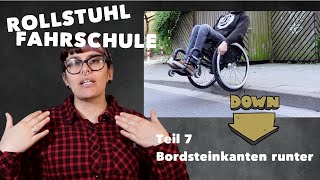 Rollstuhl fahren lernen  Teil 7 Bordsteinkanten runter [upl. by Bellina]