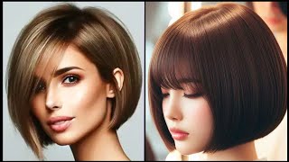 Marvellous and Trending Short Layered Stacked Bob With Sided bangs Hairflattering Bob haircuts [upl. by Einahpehs]