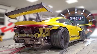 Porsche 992 GT3 RS feat FULL Akrapovic Limited Edition exhaust  340kmh DYNO Pulls amp Engine Sounds [upl. by Osnohpla]