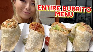 HOW FAST CAN I EAT THE ENTIRE BURRITO MENU at Taco Masa in Long Beach CA RainaisCrazy [upl. by Donna984]