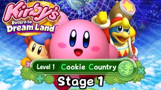 Kirbys Return to Dream Land  World 1 Cookie Country  Stage 1 All Collectables [upl. by Berga]