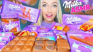 ASMR EATING CHOCOLATE MILKA PARTY CAKE CANDY BARS 초콜릿 디저트 먹방 케이크 먹방 DESSERT MUKBANG 먹방 [upl. by Leah]