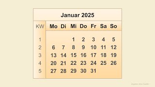 Kalender Januar 2025 [upl. by Meridith]