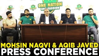 PCB Chairman Mohsin Naqvi and Member Selection Committee Aqib Javed Press Conference  PCB  MA2A [upl. by Nosemyaj]