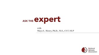 Ask the Expert Primary Progressive Aphasia with Maya L Henry [upl. by Einaj]