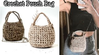 Easy Crochet Cute Pouch Bag Tutorial  Crochet Cute Tiny Round Net Bag DIY [upl. by Eerot]