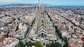 Spain Travel 4K Drone  Barcelona  La Sagrada Familia [upl. by Ahsirahc618]