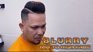 BLURRY FADE  SIDE PART POMPADOUR tutorial step by step [upl. by Ahsaei]