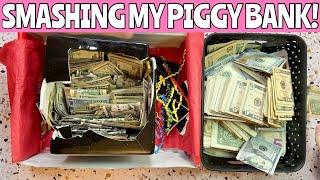 SMASHING MY PIGGY BANK  How Much Cash Did I Save Since I Started Cash Stuffing [upl. by Laohcin451]