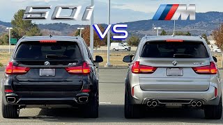 BMW X5 50i vs BMW X5 M Is the M worth the Extra Performance Drag Race [upl. by Anaitak]