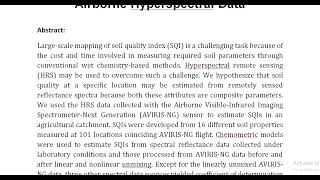 Large Scale Mapping of Soil Quality Index in Different Land Uses Using Airborne Hyperspectral Data [upl. by Ontina]