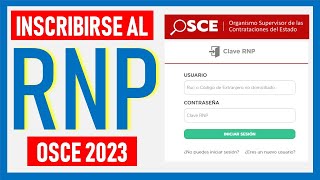 ¿Cómo inscribirse en el Registro Nacional de Proveedores del Estado RNP  OSCE 2023 Paso a Paso [upl. by Uund901]