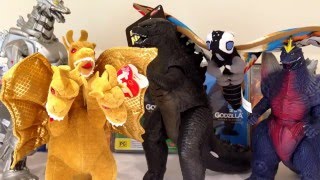 Godzilla Merchandise King Ghidorah amp Rainbow Mothra plush toys and Godzilla rant Ty Inc Toy Vault [upl. by Encrata]