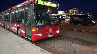 Sweden Stockholm ride with bus 583 from Arlanda Airport Terminal 5 to Märsta Train Station [upl. by Fredel418]