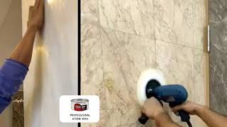 Application of professional FloorMedics stone wax on marble walls Wax for polishing marble amp Stone [upl. by Henke545]