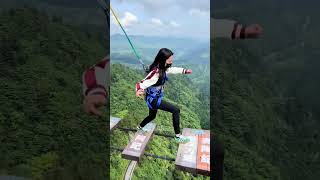 Bungee Jumping With Rope In Beautiful PlaceArent They Afraid travel funny bungee [upl. by Eceirahs]