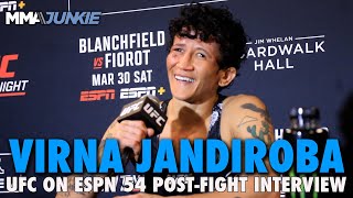 Virna Jandiroba Breaks Out Singing English After Defeating Loopy Godinez UFC on ESPN 54 [upl. by Aicatsana]