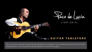 Guitar TAB  Paco de Lucía  Malaguena de Lecuona  Tutorial Sheet Lesson iMn [upl. by Yedrahs]