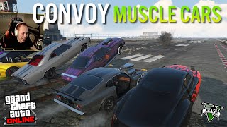 GTA V Online  Convoy y carreras de Muscle Cars terminan mal Entramos a la base militar [upl. by Tegan]