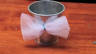 How to Decorate Flower Pots With Tulle amp Ribbon  DIY Crafts [upl. by Sacksen]