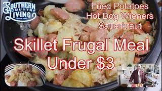 Fried Potatoes Hot Dog Wieners and Sauerkraut  Skillet Frugal Meal  Less Than 3 [upl. by Aicel324]