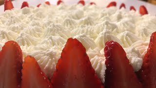 TORTA CON FRAGOLE E PANNA BASE PER TORTE ALLA FRUTTA [upl. by Yeltneb]