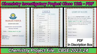 Class 12th Chemistry Investigatory Project  Foaming Capacity Of Soap  CBSE 202324  With PDF [upl. by Minni684]