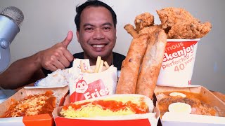 JOLLIBEE MUKBANG  BUCKET OF CHICKEN JOY  MUKBANG ASMR [upl. by Lerak]