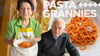 Maria makes spaghetti alla chitarra with lamb sauce  Pasta Grannies [upl. by Bambie]